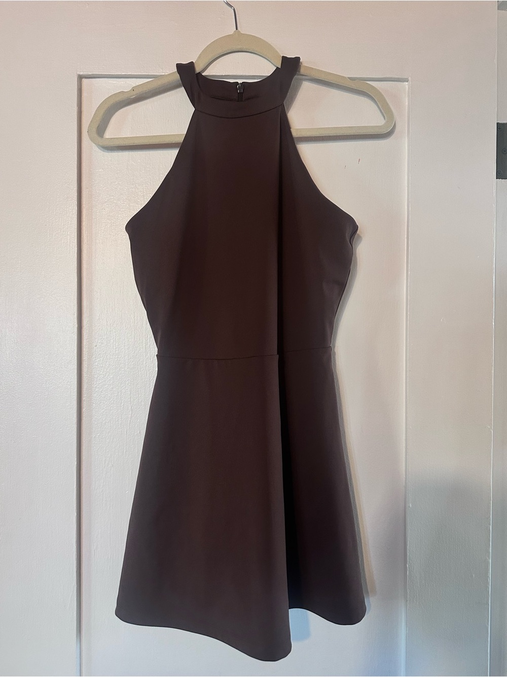 STAUD Sleeveless Halter Neck Brown Dress